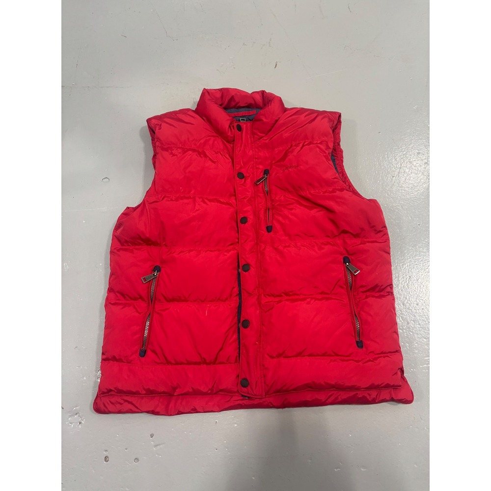 Orvis Classic Collection Mens Red Quilted Puffer Vest Full Zip Snap Size Large